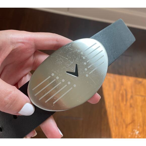 Full Grain cowhide Silver Buckle Black Belt size 36 - Picture 1 of 6